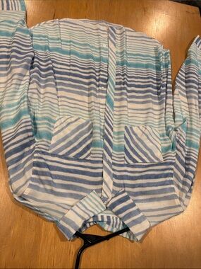 Charlies ~ Blue and Aqua Striped Button-Down Shirt